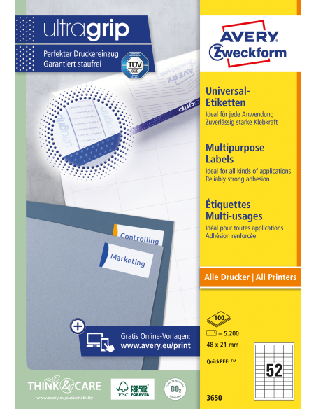 Labels Zweckform 48x21mm A4/100sh
