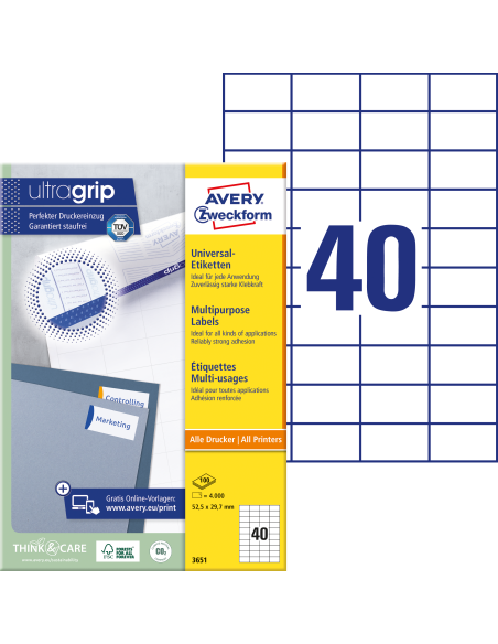 Etiketid Zweckform 3651 52,5x29,7mm A4/100L