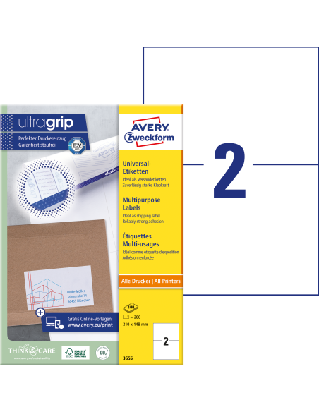 Labels Zweckform 210x148mm A4/100h