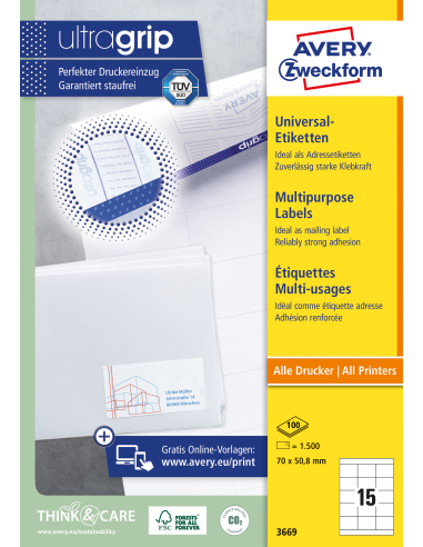 Etiketid Zweckform 3669 70x50,8mm A4/100L