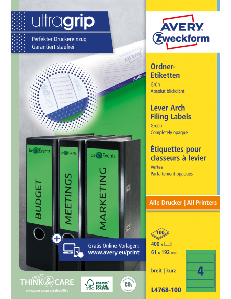 Labels Zweckform 61x192mm A4/100sh for LAF  (O)