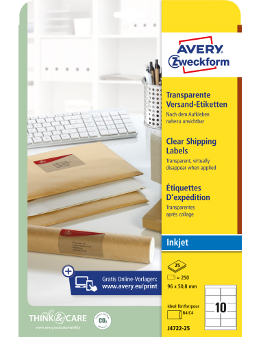 Labels Zweckform 96x50,8 A4/25L transparent