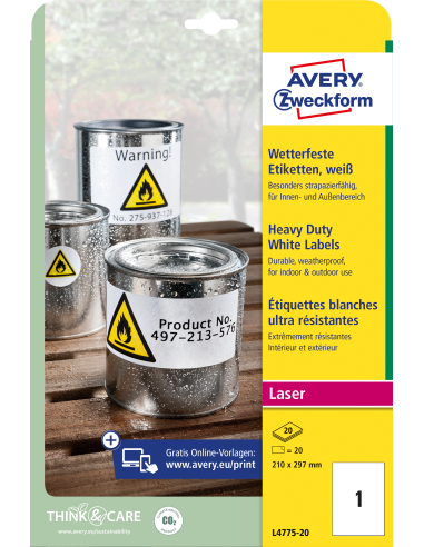 Labels Zweckform210x297mm weatherproof