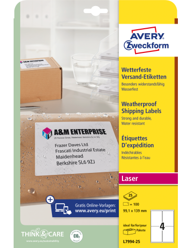 Labels Zweckform 99 polyester weatherproof, 25sheets
