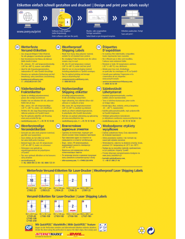 Labels Zweckform 99 polyester weatherproof, 25sheets