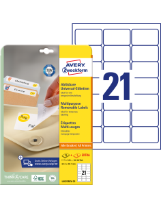 Etiketid Zweckform L6023REV-25 63,5x38,1mm A4/25L eemaldatavad