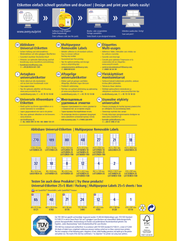 Labels Zweckform  96x16,9mm A4/25sh, removable