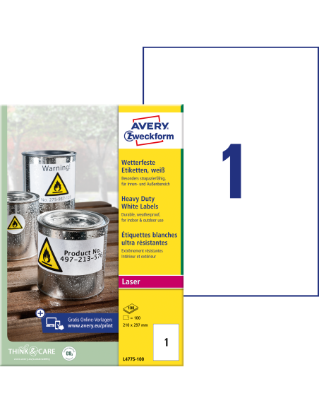 Labels Zweckform210x297mm weatherproof