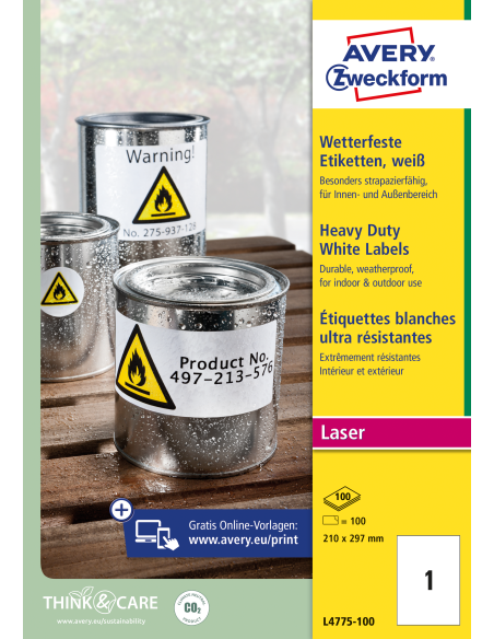 Labels Zweckform210x297mm weatherproof