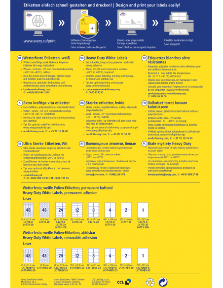 Labels Zweckform210x297mm weatherproof