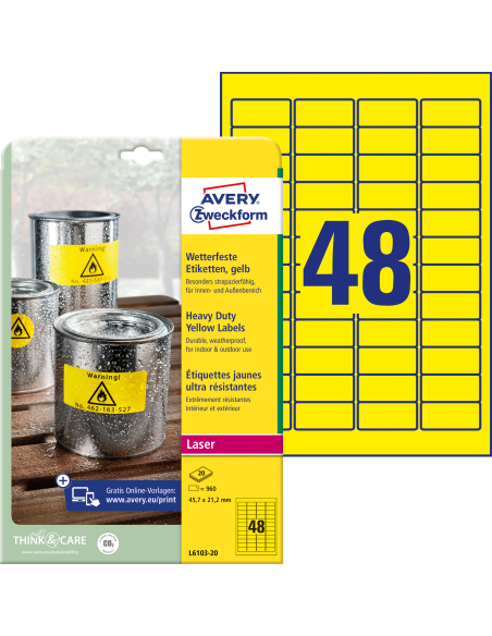 Label 45,7x21,2mm weatherproof yellow