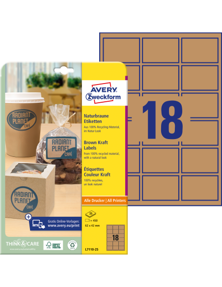 Labels 62x42mm brown kraft labels