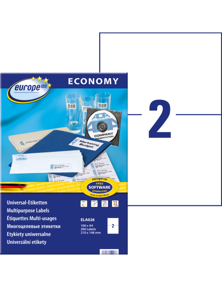 Etiketid Europe ELA026 210x148,5mm A4/100L