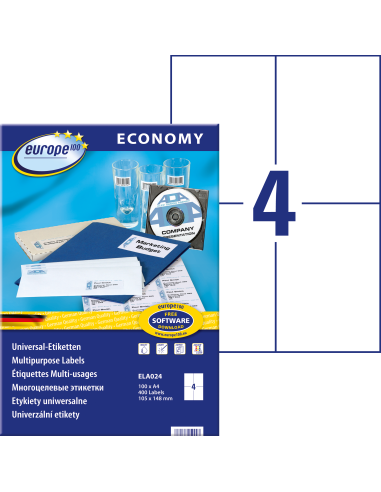 Labels Zweckform Europe 105x148,5mm A4/100sh