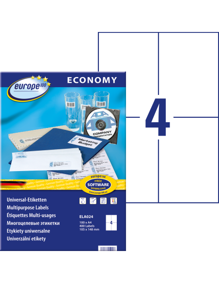 Labels Zweckform Europe 105x148,5mm A4/100sh