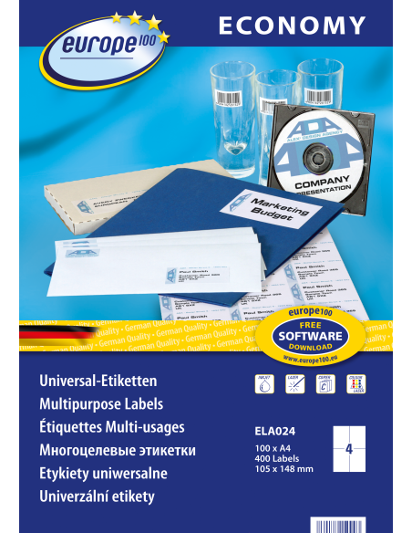 Labels Zweckform Europe 105x148,5mm A4/100sh