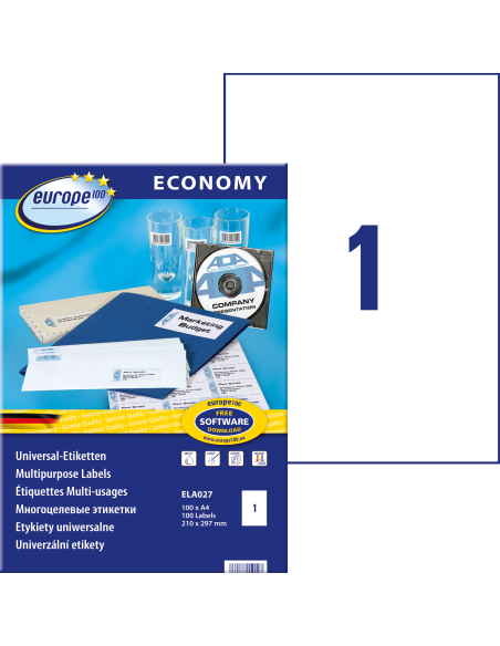 Etiketid Europe ELA027 210x297mm A4/100L