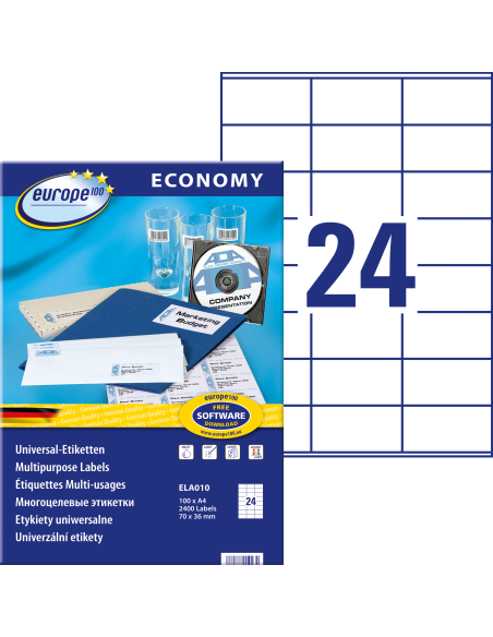 Labels Zweckform Europe 70x36mm A4/100sh