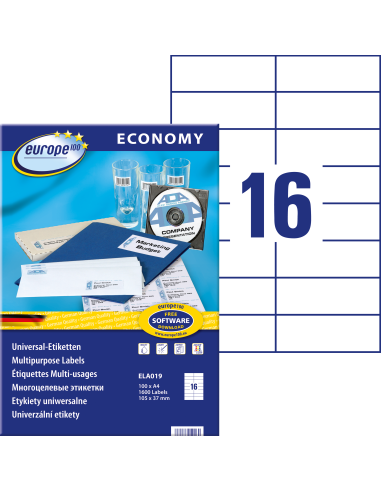 Labels Zweckform Europe 105x37mm A4/100sh