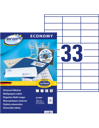 Labels Zweckform Europe 70x25,4mm A4/100sh