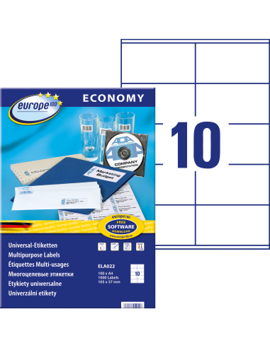 Etiketid Europe ELA022 105x57mm A4/100L