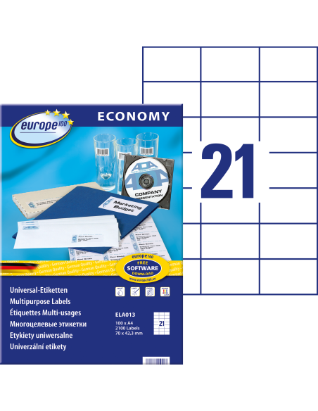 Etiketid Europe ELA013 70x42,3mm A4/100L