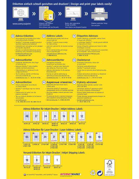 Labels Zweckform 63,5x38,1mm A4, for Inkjet printers