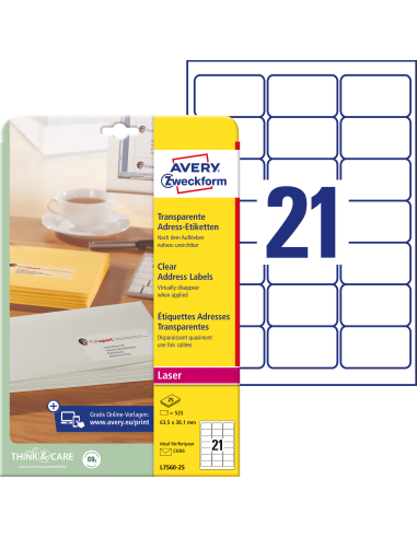 Label 63,5x38,1mm transparent