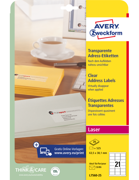 Label 63,5x38,1mm transparent