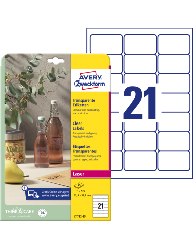 Labels Zweckform 63,5x38,1 transparent A4/25sheets  (O)