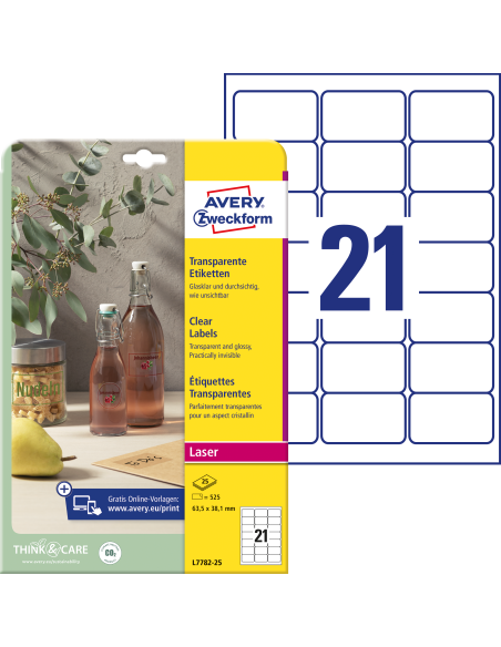 Labels Zweckform 63,5x38,1 transparent A4/25sheets  (O)