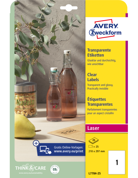 Labels Zweckform 45,7x25,4 transparent A4/25sheets  (O)