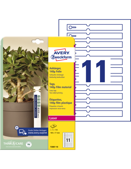 Etiketid Zweckform silmussildid T3007-10 160x17mm A4/10L valge