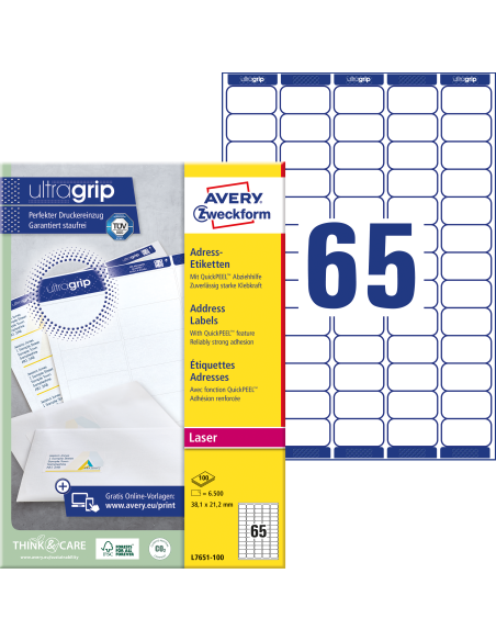 Labels Zweckform 38,1x21,2mm A4/100sh