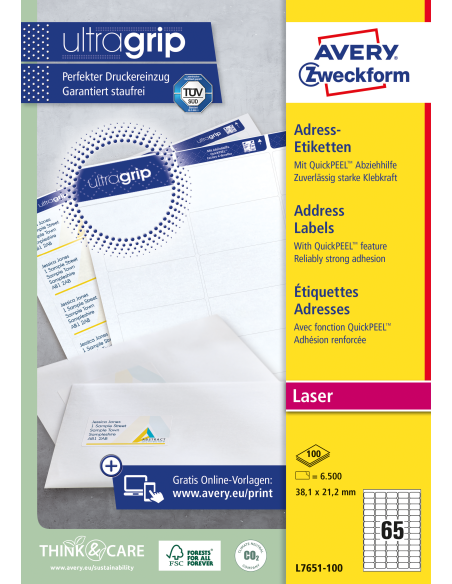 Labels Zweckform 38,1x21,2mm A4/100sh