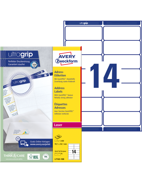 Labels Zweckform 99,1x38,1 A4/100sh
