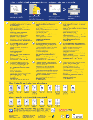 Labels Zweckform 99,1x38,1 A4/100sh