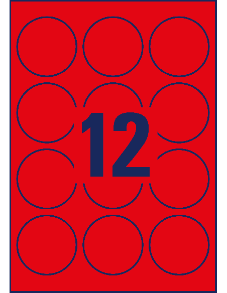 Labels Zweckform 63,5mm round  neon red