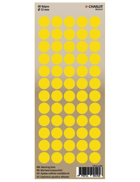 Marking points Charlot Ø12mm 60pcs / sheet yellow