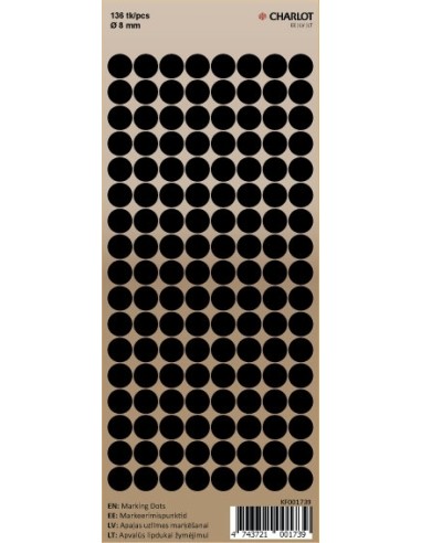 Marking points Charlot Ø8mm 136pcs / sheet black