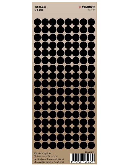 Marking points Charlot Ø8mm 136pcs / sheet black