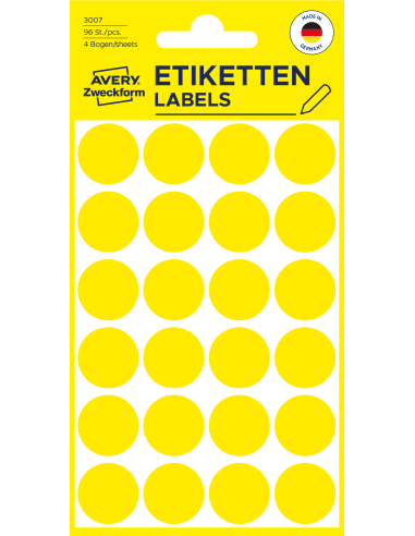 Markeerimispunktid Zweckform 3007 Ø18mm 96tk/pk kollane