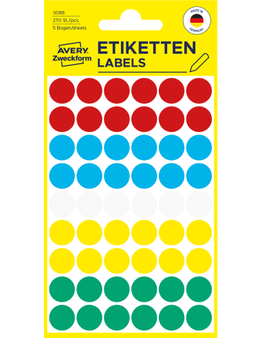 Colour coding dots Zweckform Ø12mm 270pcs, assorted
