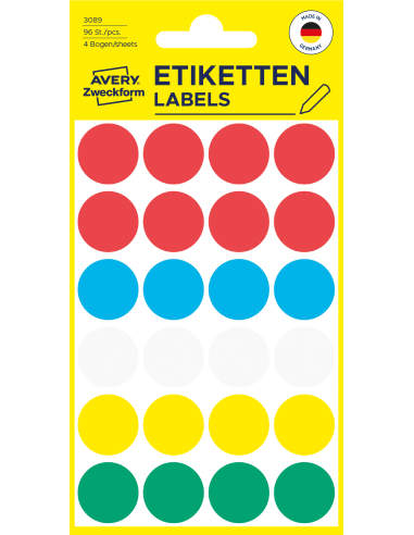 Colour coding dots Zweckform Ø18mm, 96pcs assorted