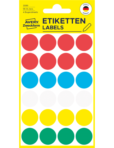 Colour coding dots Zweckform Ø18mm, 96pcs assorted