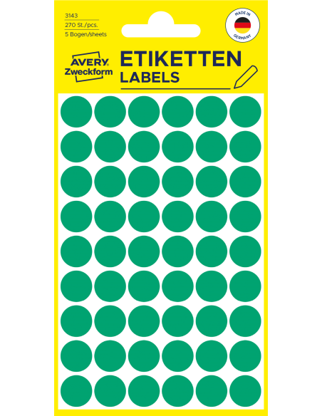 Colour coding dots Zweckform Ø12mm, 270pcs green