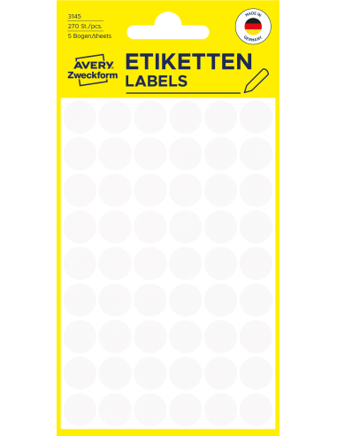 Colour coding dots Zweckform Ø12mm, 270pcs white
