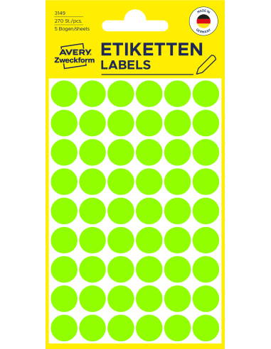 Markeerimispunktid Zweckform 3149 Ø12mm 270tk/pk neoonroheline