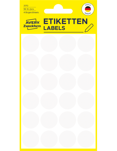 Markeerimispunktid Zweckform 3170 Ø18mm 96tk/pk valge