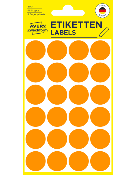 Colour coding dots Zweckform Ø18mm 96pcs neon orange